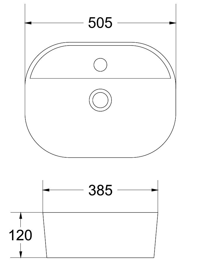 EBS Spin Umyvadlo na desku 50,5 x 38,5 cm, bílá SPINU505R - galéria #3
