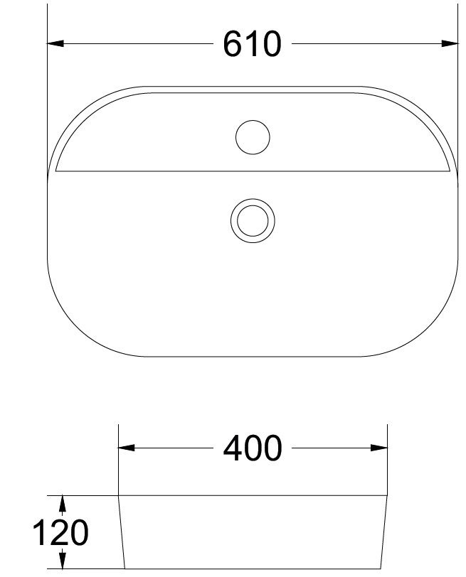 EBS Spin Umyvadlo na desku 61 x 38,5 cm, bílá SPINU610R - galéria #2