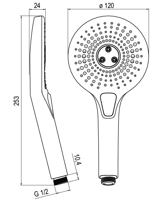 EBS Ručná sprcha 12 cm, 3jet chróm/biela RS123CHB - galéria #2