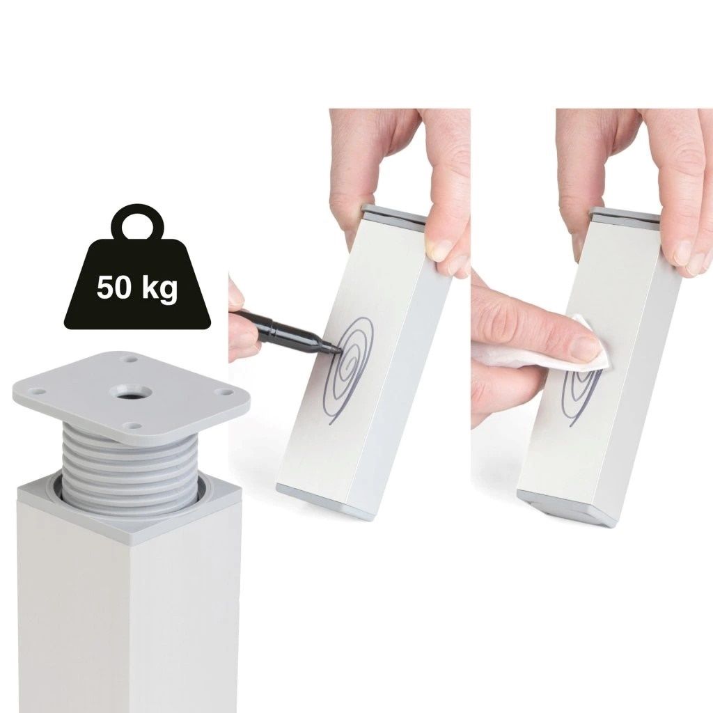 EBS Nábytková noha 10-12 cm, plast - ALU stříbrná NOHANAB10B - galéria #3