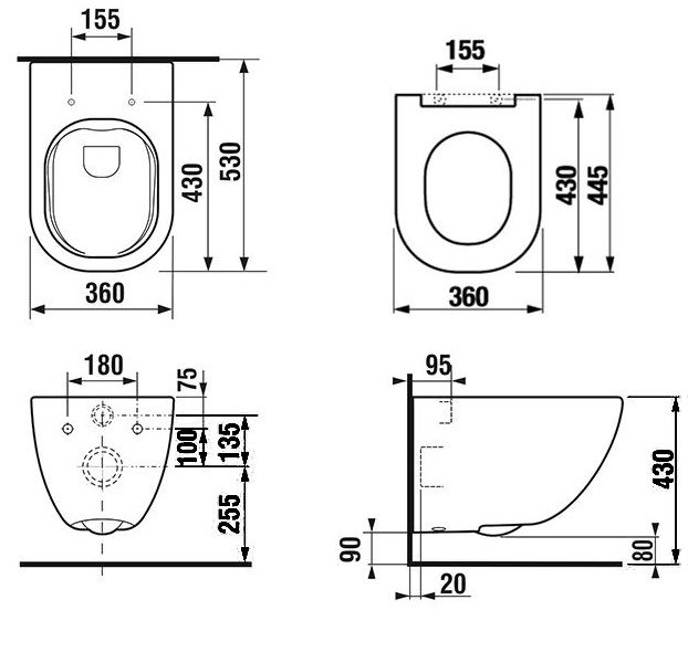 EBS Diana New WC závěsné 36 x 53 cm Rimless se sedátkem, bílá WCDIANANRSC - galéria #2