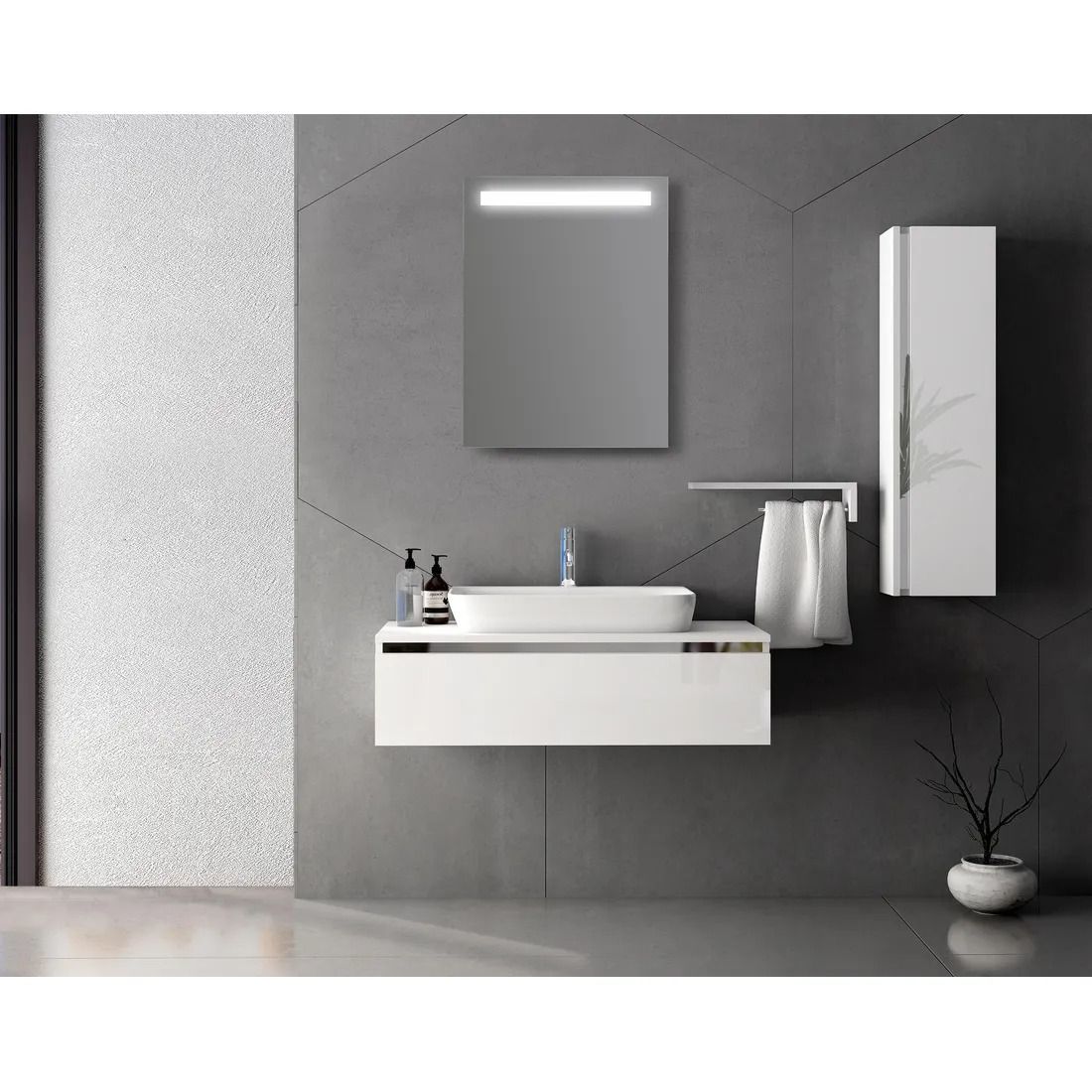 EBS Beli Zrkadlo 60x80 cm s LED svetlom a vypínačom BELIZ6080 - galéria #2