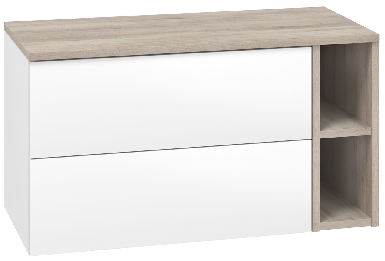 EBS Kuba Sestava skříňky s regálem a deskou 101x46,8 cm, bílá/dub Kronberg KUBASET28BD - galéria #1