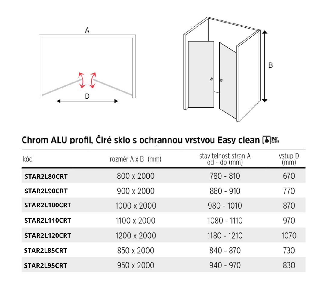EBS Star2 Sprchové dveře 85 cm, chrom STAR2L85CRT - galéria #3