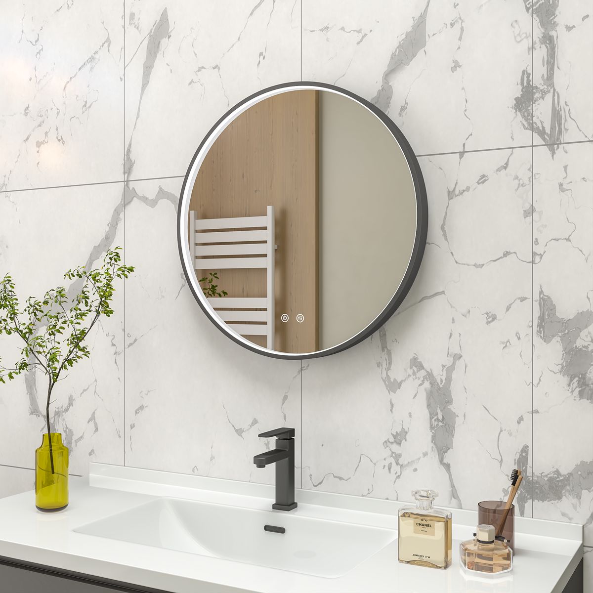 EBS Deira Zrcadlo kulaté 60 cm, kartáčovaná černá DEIRAZ60LEDSBBK - galéria #2