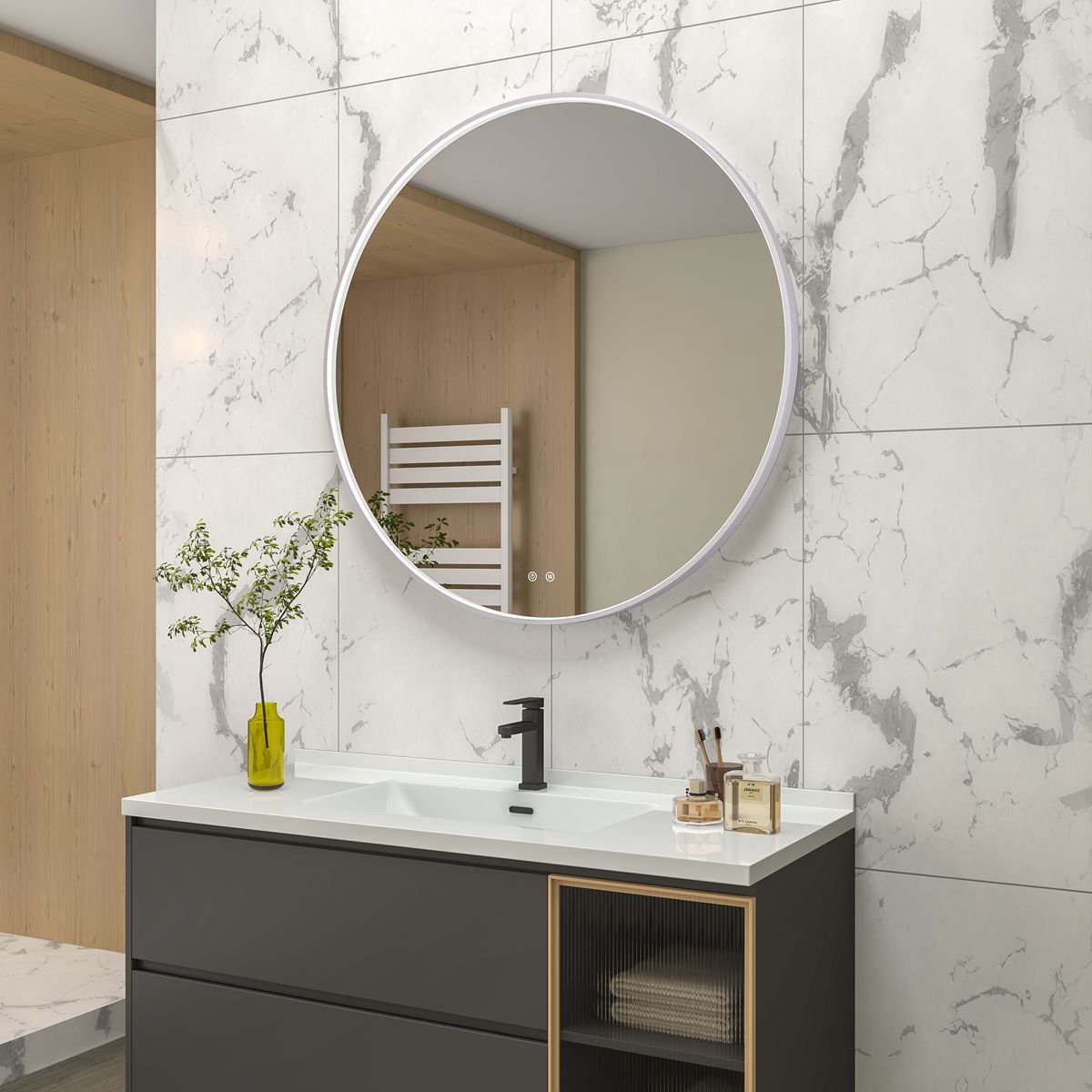 EBS Deira Zrcadlo kulaté 100 cm, kartáčovaný gunmetal DEIRAZ100GGK - galéria #2