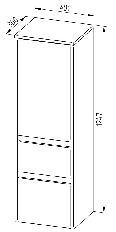 EBS Duomo Vysoká skrinka 40 cm, čierna supermat, pravá DUOMOV40CP - galéria #1