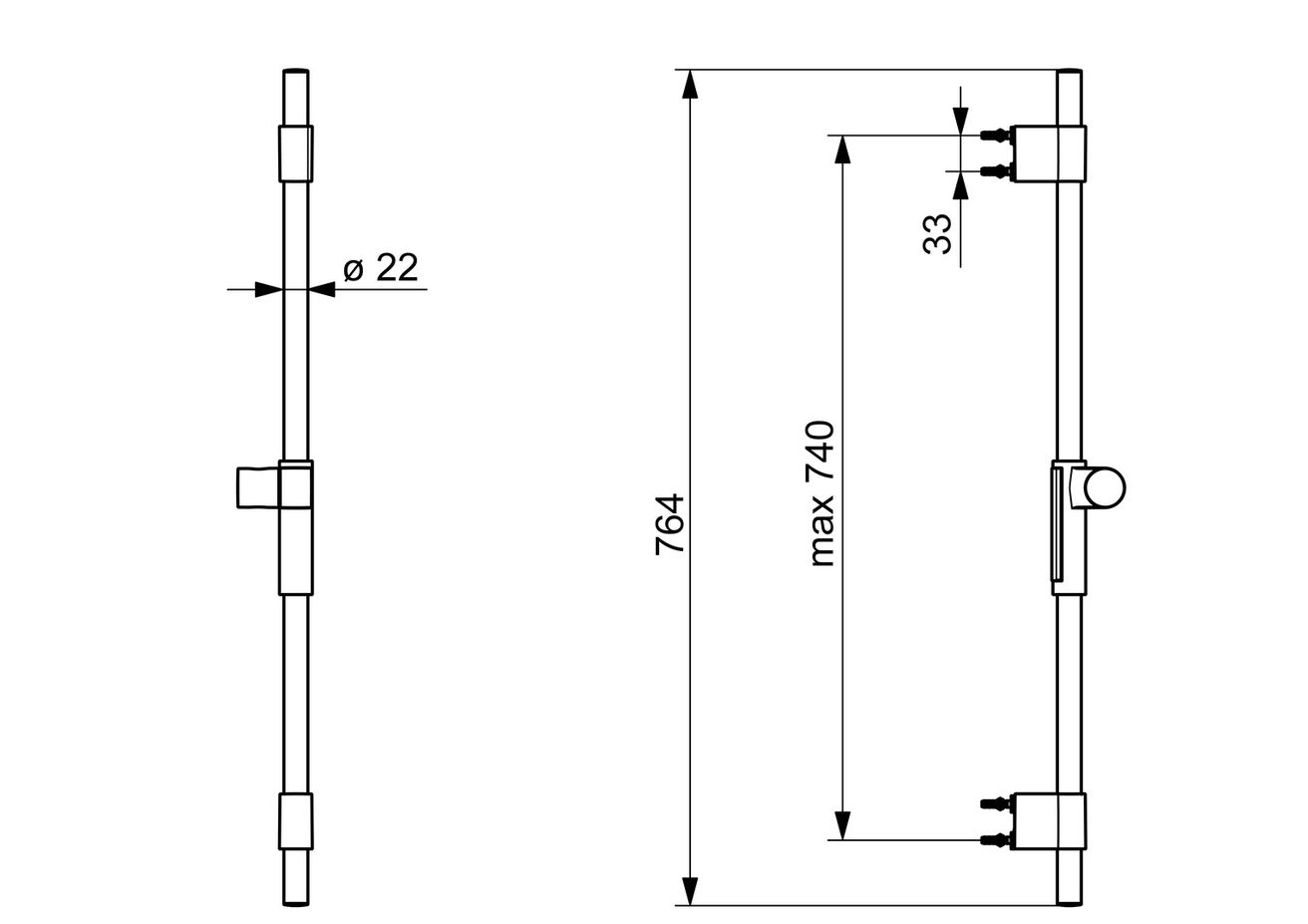 Hansa Activejet Sprchová tyč 740 mm, chróm 04780200 - galéria #1