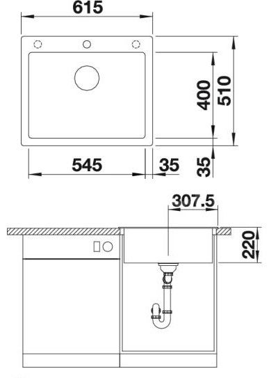 Granitový drez Blanco Pleon 6 InFino bez odkvapkávača, antracit, 521678 - galéria #2