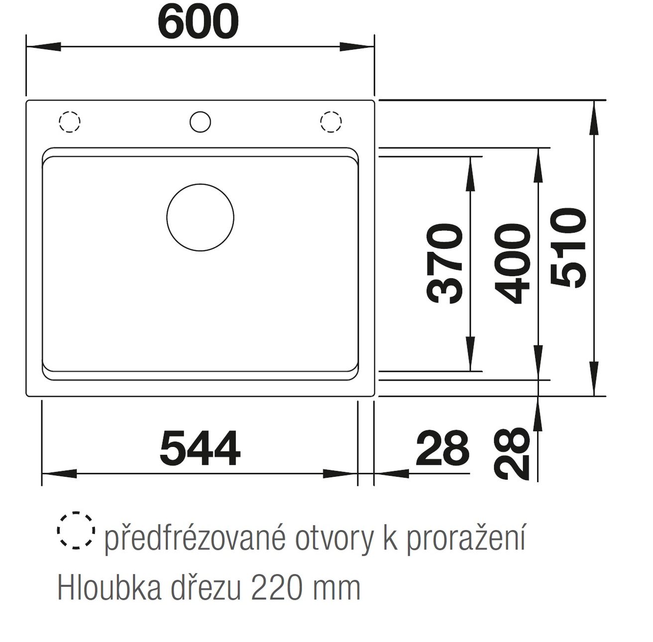 Blanco Etagon 6 Granitový drez bez odkapávača, s vodidlami, 60x51cm, antracit 524539 - galéria #1