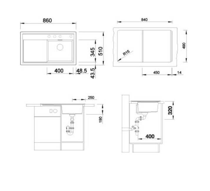 Granitový drez Blanco Zenar 45 S s odkapávačom vpravo, 86x51 cm, biely 523854 - galéria #2