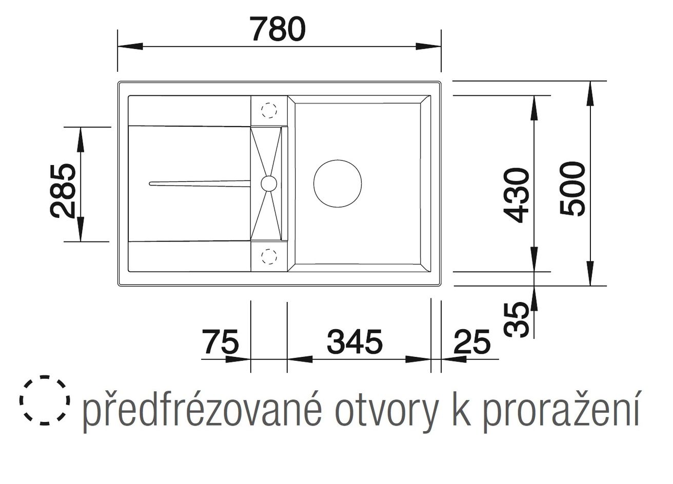 Blanco Metra 45 S Granitový drez s odkapávačom, obojstranný, 78x50cm, tartufo 517346 - galéria #1