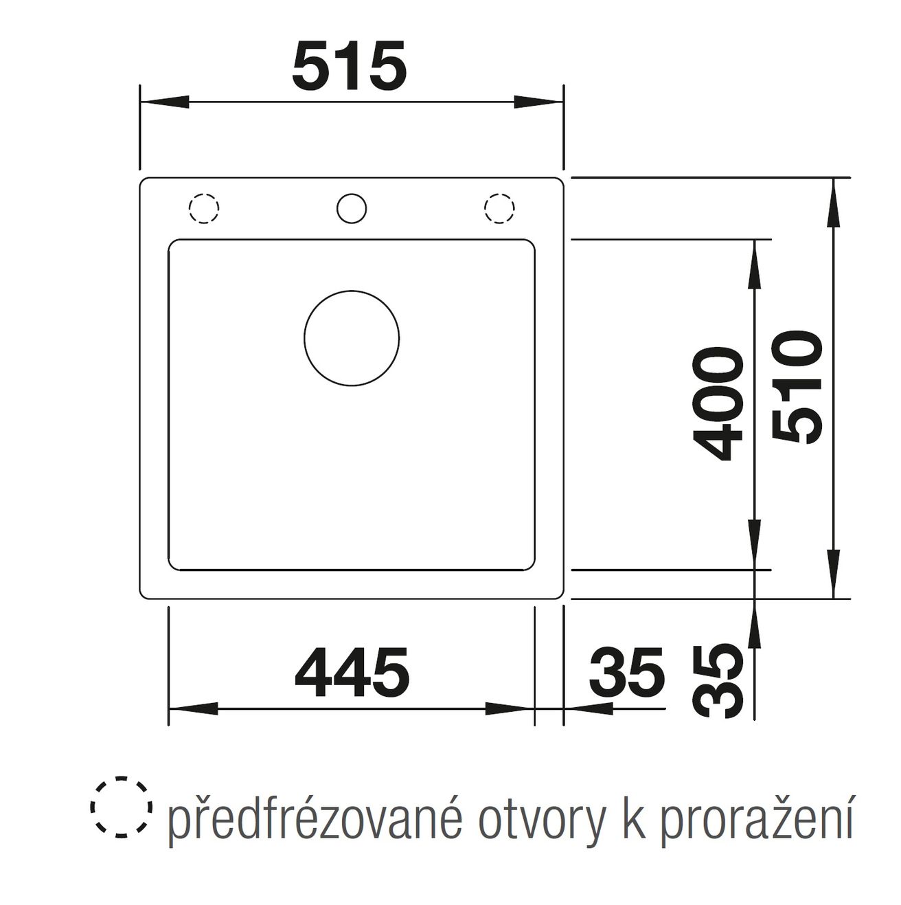 Granitový drez Blanco Pleon 5 bez odkvapkávača, 51,5x51cm, čierny 525951 - galéria #1