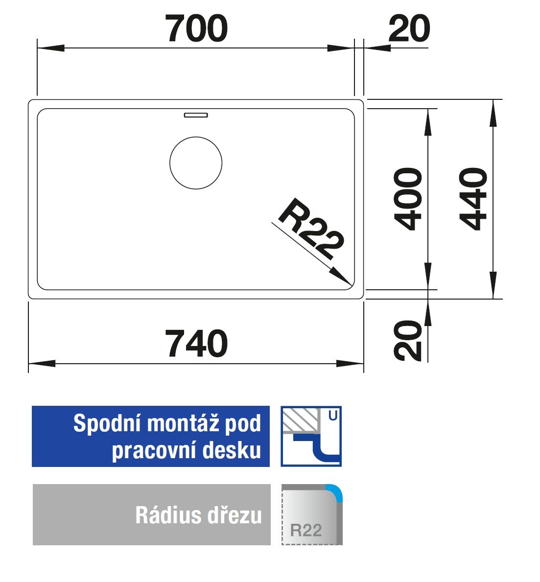 Blanco Andano 700 U Nerezový drez bez odkvapkávača 522971 - galéria #2