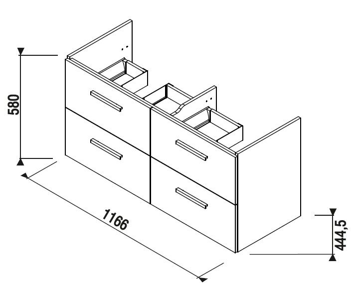 Laufen Avin Skrinka s dvojumývadlom 120 cm, jasan AVIN120J - galéria #2