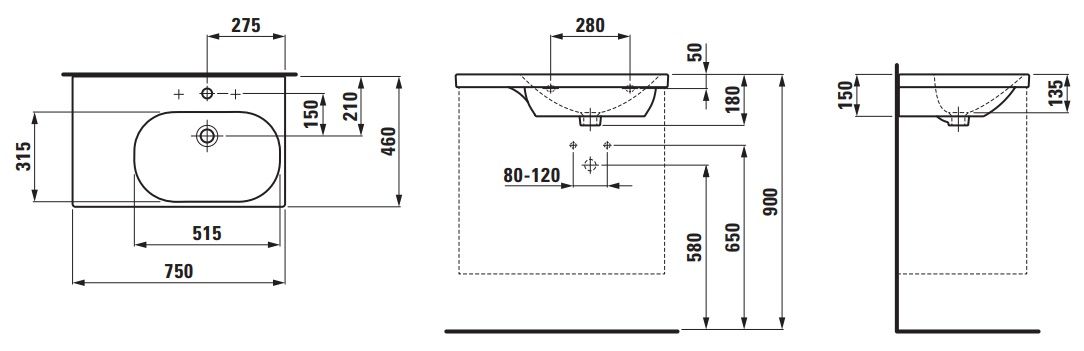 Laufen Avin Skrinka s umývadlom 71 cm, P, sivá AVIN75STP - galéria #3