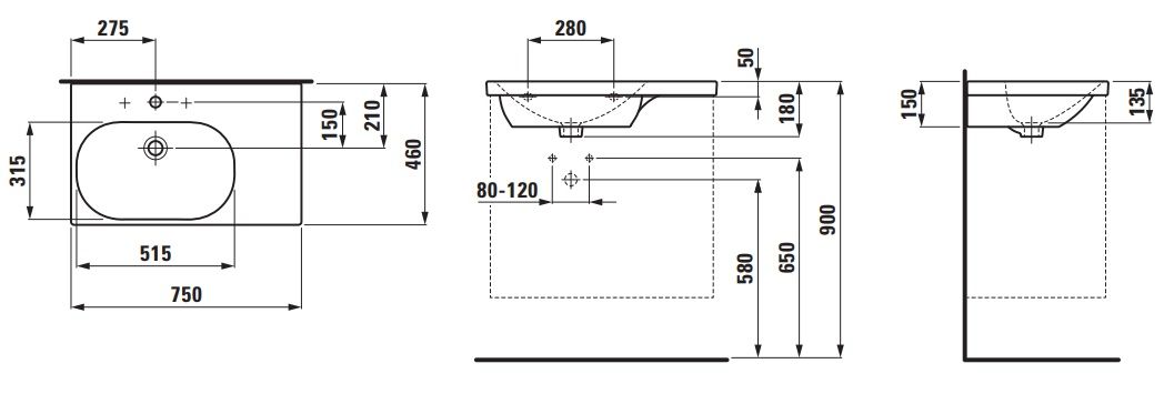 Laufen Avin Skrinka s umývadlom 71 cm, L, matná biela AVIN75BML - galéria #3