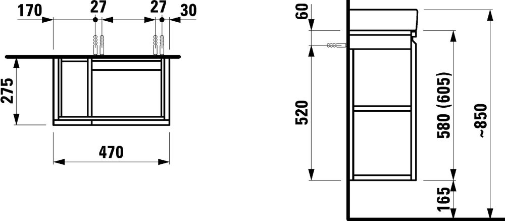Laufen Pro S Skrinka pod umývadlo 47 cm, závesy dvierok vpravo, biela matná H4830020954631 - galéria #2