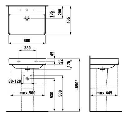 Laufen Umyvadlo Pro S 60 x 46,5 cm, biele LCC H8109634001041 - galéria #3