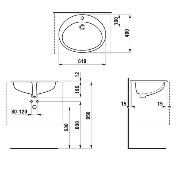 Laufen Indova Zápustné umývadlo 61 x 48 cm, biele H8113920000001 - galéria #2
