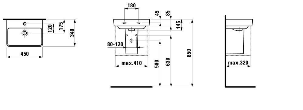 Laufen Umyvadlo Pro S 34 x 45 cm, biele LCC H8159614001041 - galéria #2