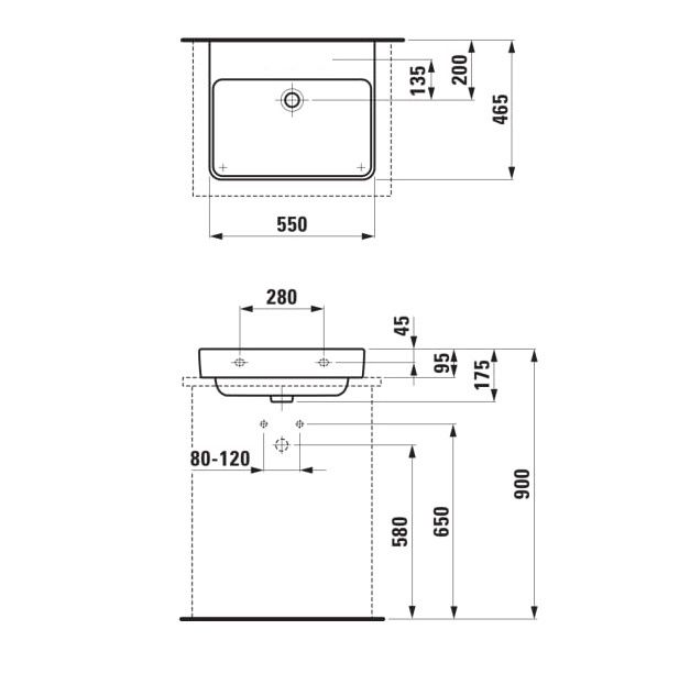Laufen Umyvadlo Pro S, rez 55 x 46,5 cm bez otvoru a prepadu, biele H8169620001421 - galéria #1