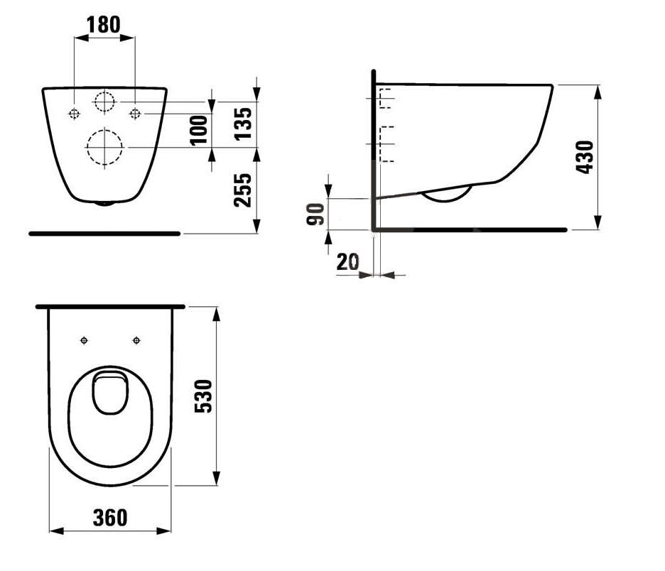 Laufen Pro Závesné WC, hlboké splachovanie H8209564000001 - galéria #1