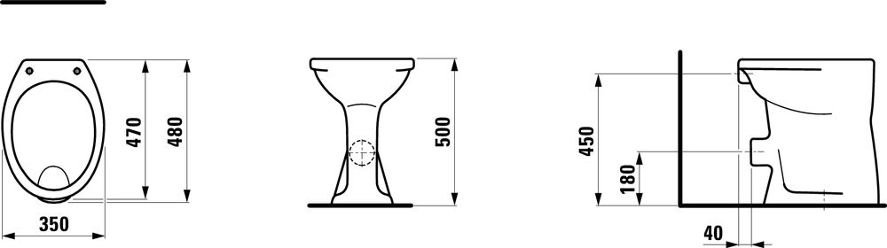 Laufen Albonova 50, stojaci záchod s výškou 50 cm, ploché splachovanie H8219900000001 - galéria #1