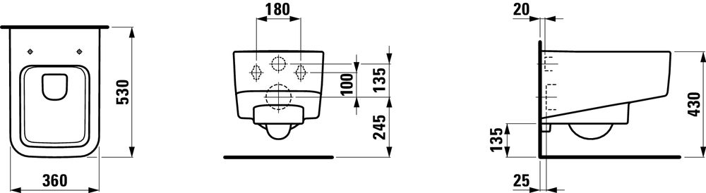 Laufen Pro S Závesné WC, Rimless, hlboké splachovanie H8209624000001 - galéria #3