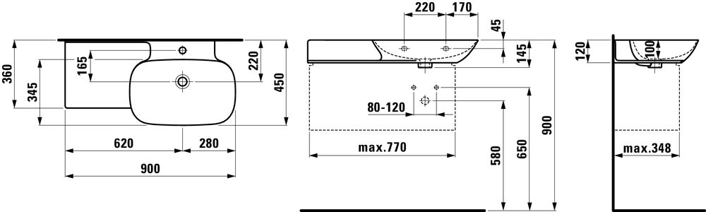 Laufen Ino Umývadlo 45x90 cm, biele H8133010001041 - galéria #1
