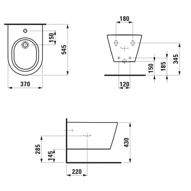 Laufen Kartell Závesný bidet, čierny lesklý H830331020203021 - galéria #2