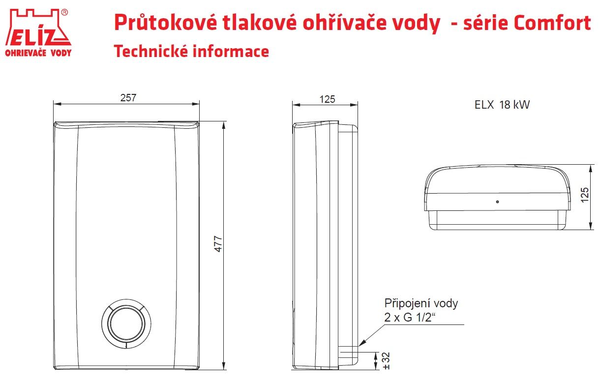 Elíz ELX18 Elektrický prietokový ohrievač vody 18 kW - galéria #1