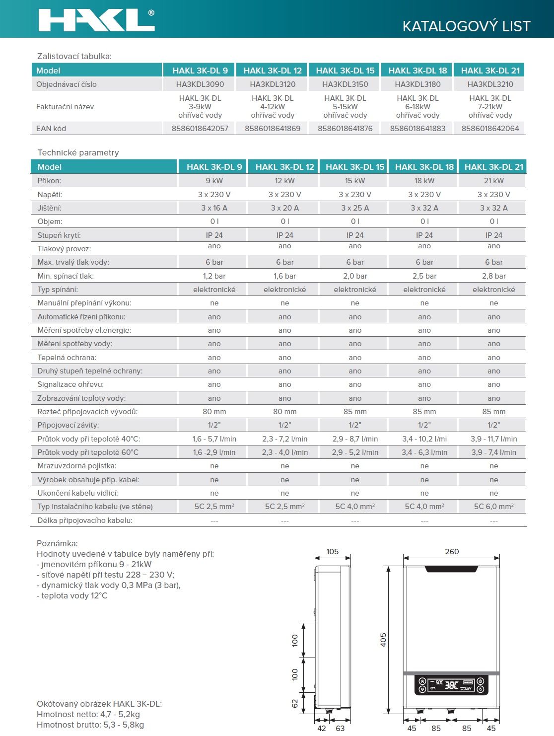 Hakl HA3KDL3210 Elektrický prietokový ohrievač vody 7-21 kW - galéria #1