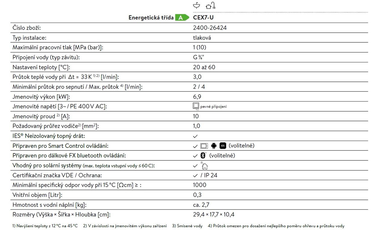 Clage CEX7-U Prietokový elektrický ohrievač vody 6,9 kW - galéria #3