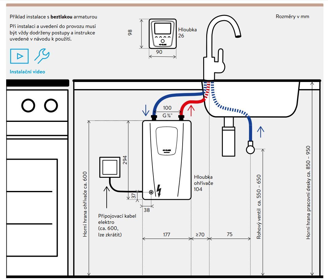 Clage CFX-U Prietokový elektrický ohrievač vody s diaľkovým ovládaním 11/13,5 kW - galéria #1