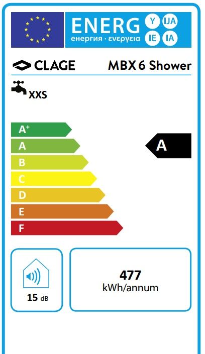 Clage MBX6 Beztlakový prietokový ohrievač vody so sprchou, 5,7 kW/230 V - galéria #3