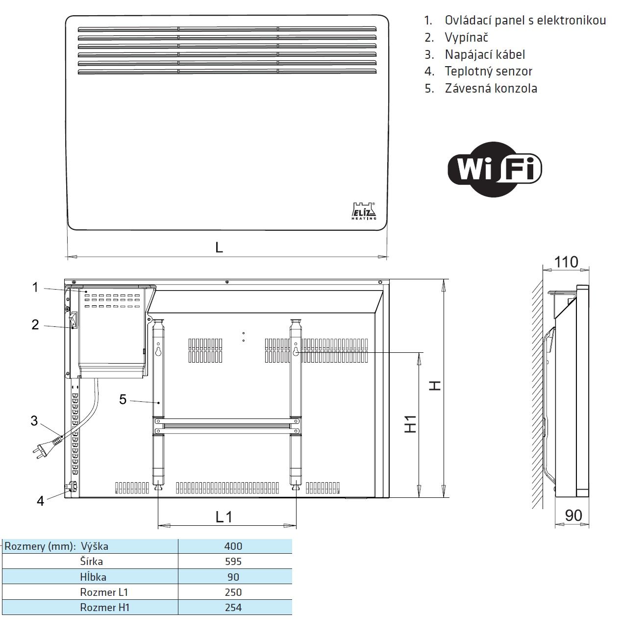 Elíz ECW150WIFI Konvektor elektrický nástěnný - galéria #5