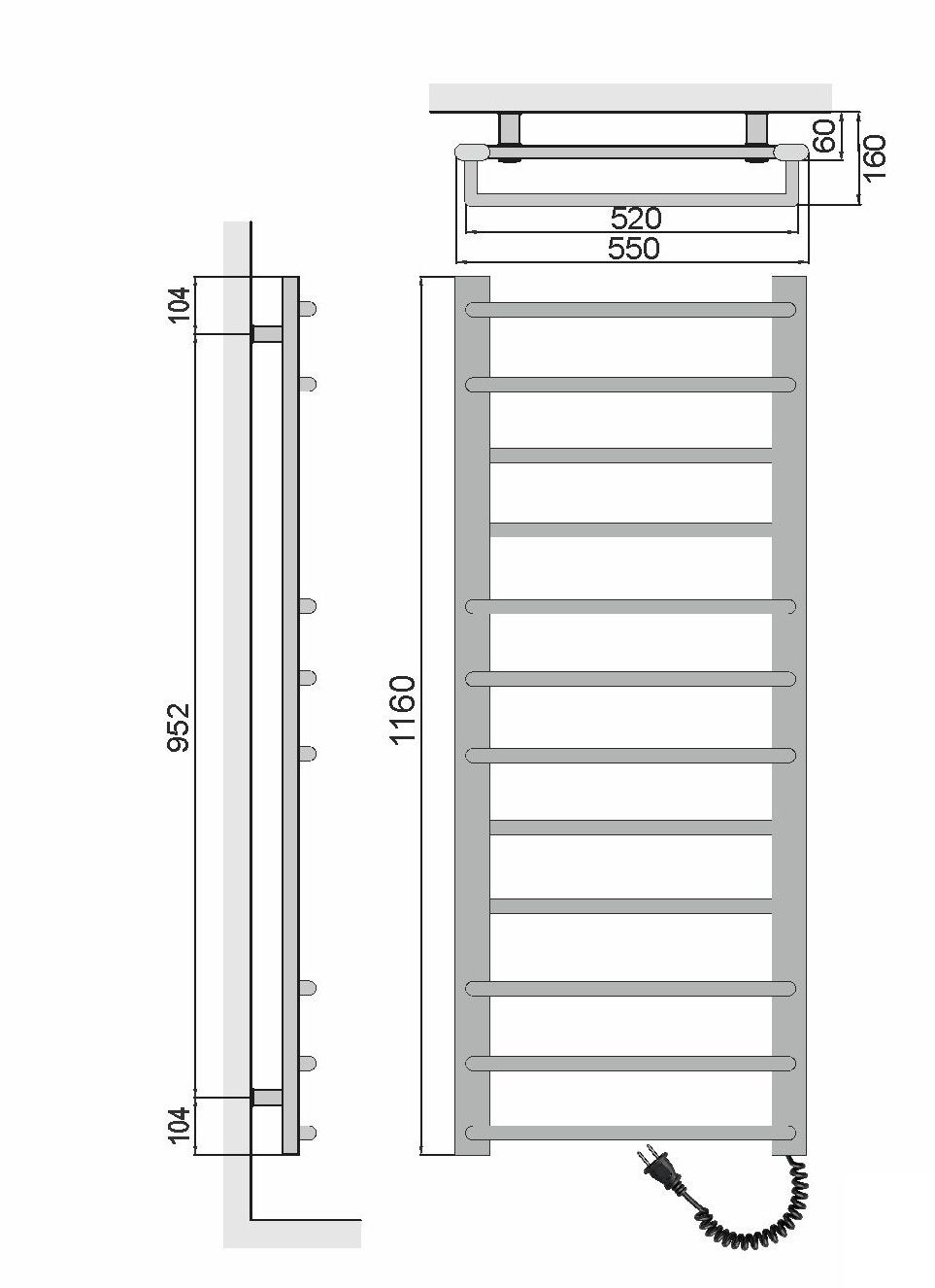 Elíz EBS12/55AF-W Elektrický sušiak 116x55 cm, biela - galéria #4