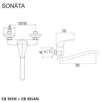 Mereo Sonáta  Drezová nástenná batéria 150 mm, chróm CB301N - galéria #1