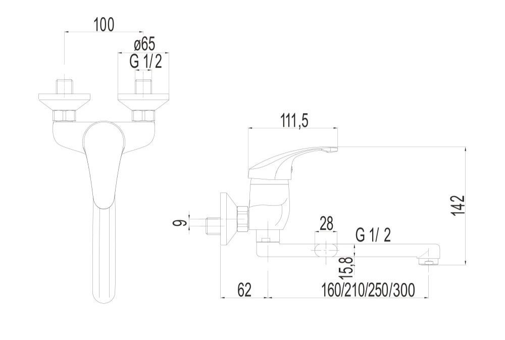 Mereo Sonáta Drezová nástenná batéria 100 mm, chróm CB302AN - galéria #1