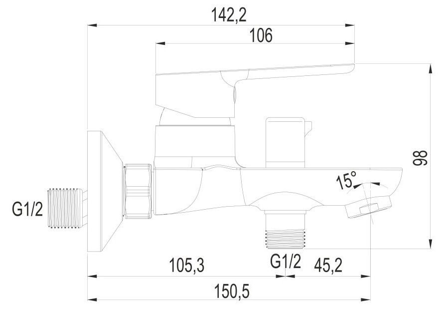 Mereo Zuna Vaňová nástenná batéria s prepínačom, rozteč 10 cm, chróm CB901A04Z - galéria #1
