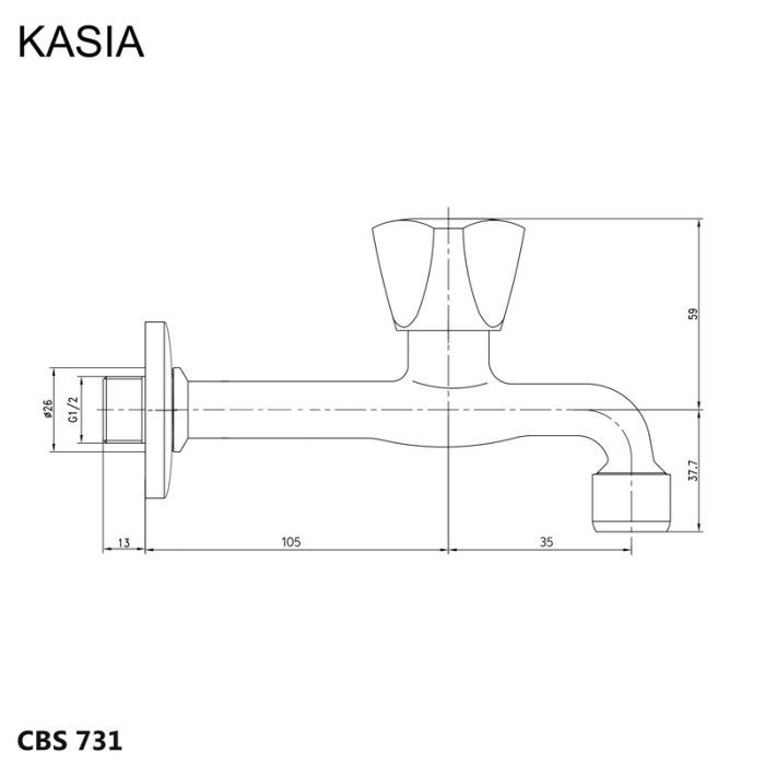 Mereo Kasia Nástenný kohútik, chróm CBS731 - galéria #1
