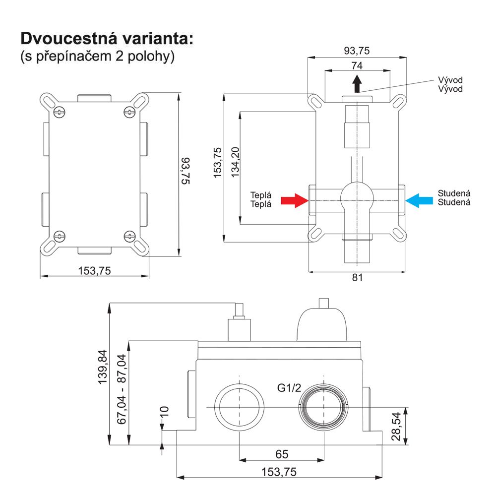 Mereo Zuna Sprchová batéria podomietková s prepínačom, Mbox, chróm CB60106ZA - galéria #5