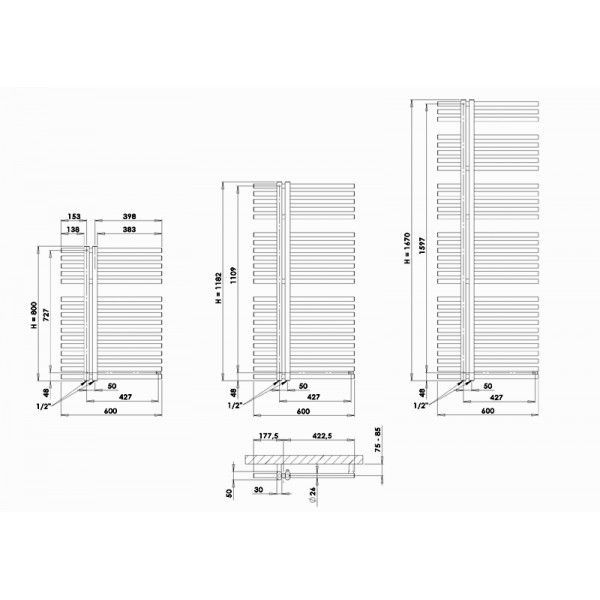 PMH Kronos KR3W Radiátor kombinovaný, 60x167cm, biely lesklý - galéria #3