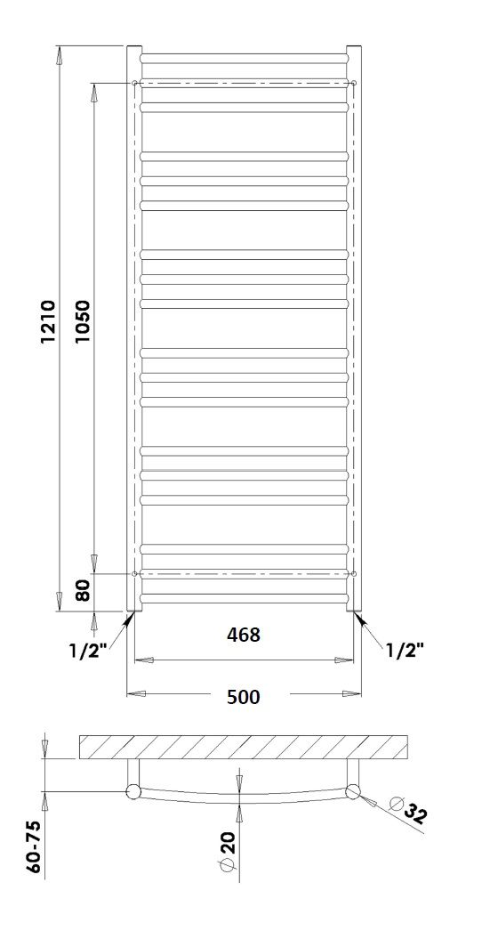 PMH Laveno LN3C Radiátor kombinovaný, 50x121cm, chróm - galéria #3