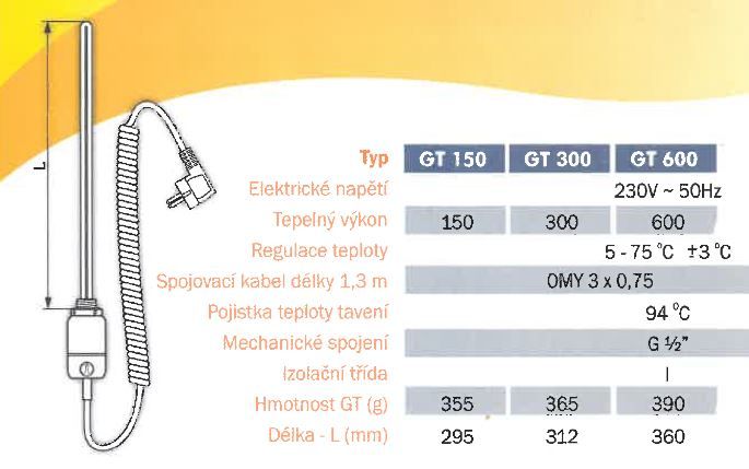 PMH PMH-ET2-C-300W Vykurovacia tyč s termostatom 300 W, chróm - galéria #1
