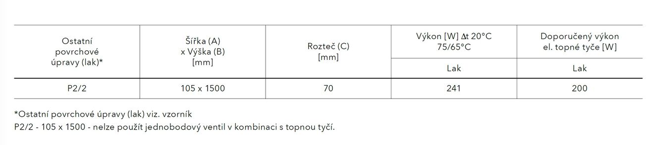 PMH Pluto P2W/2 Radiátor kombinovaný, 10,5x150cm, biely lesklý - galéria #5