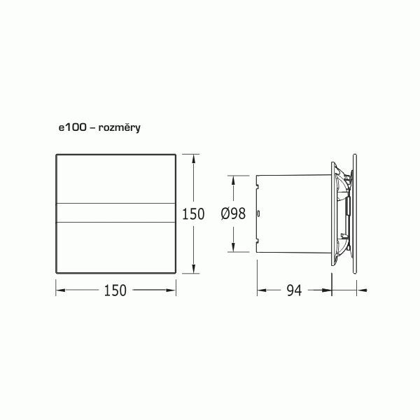 Cata E100GBTH Axiálny ventilátor s automatickou reguláciou vlhkosti, čierny - galéria #2