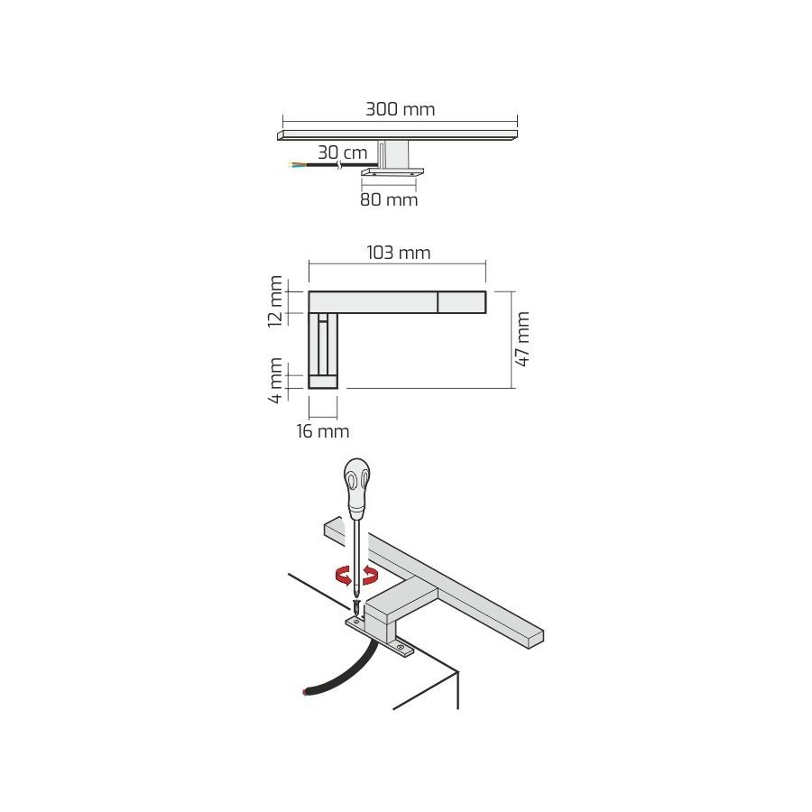 EBS Amber AMB30CR Kúpeľňové LED osvetlenie 30 cm, chróm - galéria #3