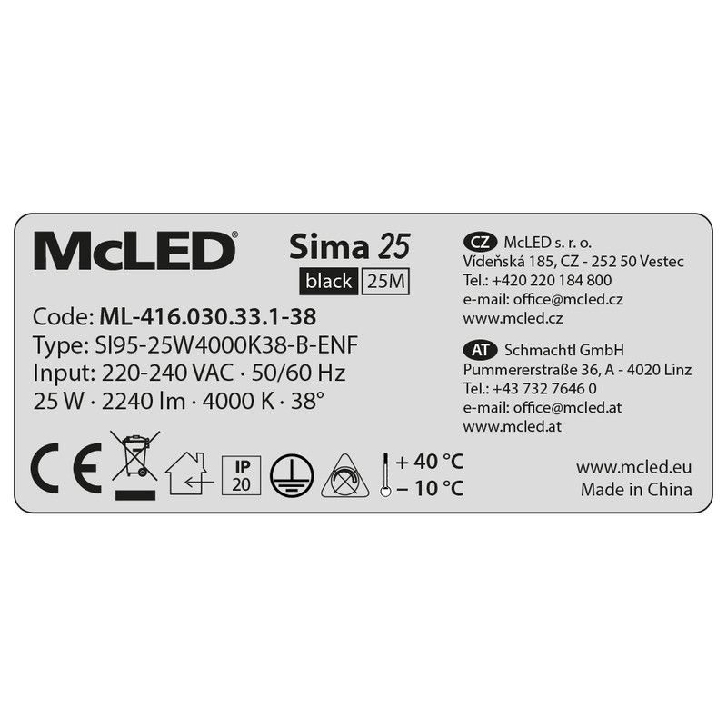 McLED Sima 25 ML-416.030.33.1-38 Stropné LED svietidlo 9,5 cm, čierna - galéria #8